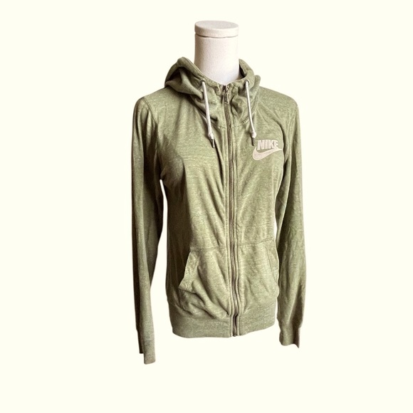 Nike Gym Vintage Full Zip Hoodie Olive Green Lightweight‎ Size Small - Picture 1 of 11